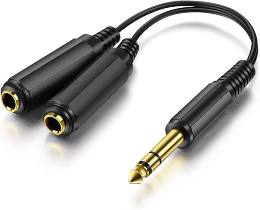 ICESPRING 1/4" 6.35mm Stereo Plug/Male to Dual 1/4" 6.35mm Jack/Female Splitter Adapter Cable Converter 0.6 feet