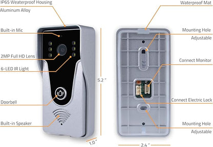 AMOCAM Wireless Video Doorbell Intercom with Monitor System, WiFi Video Intercom 1080P HD Metal Camera, 7 Inch Monitor with 32G Card Record, Tuya APP, 2-Way Audio, Unlock for Home Security System