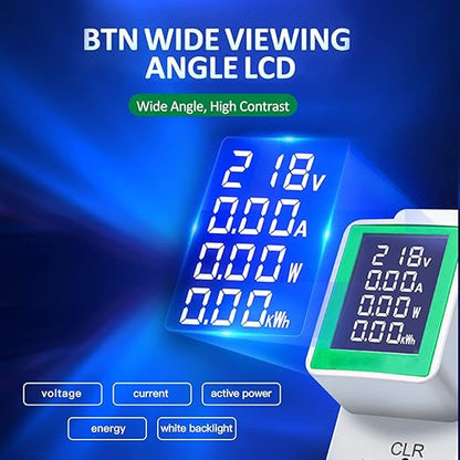 AC 50-300V 100A Multi Function Voltage Amperage Power Meter, Din Rail LCD Digital Backlight Energy Monitor, Built-in Current Transformer Ammeter Voltmeter, Single Phase Tester