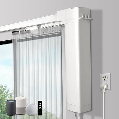 SmartWings Automatic Curtain Opener, Motorized Vertical Blinds with Remote, Electric Closet Doors Sliding Panels Compatible with Alexa Google Homekit, Curtain Track Rod Kit