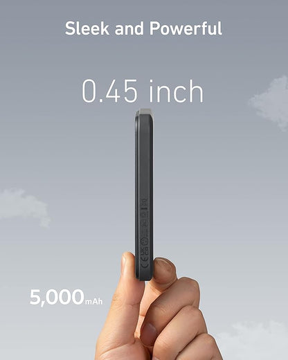 Anker 621 Magnetic Portable Charger (MagGo), 5,000mAh Wireless Power Bank with USB-C Cable, Magsafe-Compatible Battery Pack for iPhone 16/15/14/13/12 Series