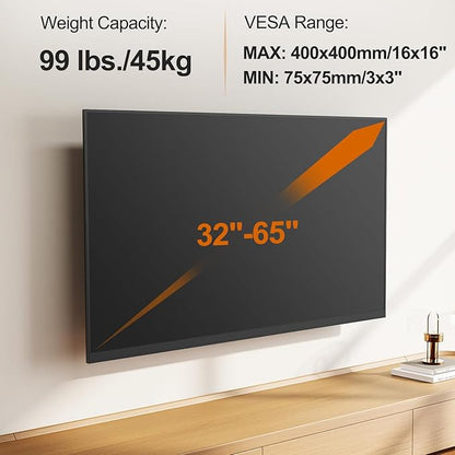 ELIVED 31.3 Inch Long Arm TV Mount for Most 32-65 Inch TVs, Swivel and Tilt Long Extension TV Wall Mount, Full Motion Wall Mount Bracket Max VESA 400x400mm, Holds up to 99 lbs.