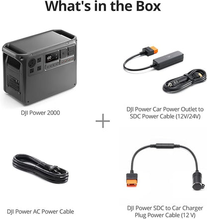 DJI Power 2000 Portable Power Station, 2048Wh LFP Battery, Compact Size, 3000W Stable Output, 0-80% Recharge in 55 Mins, Car Charging, Camping & RVs, Road Trip, Off-Grid