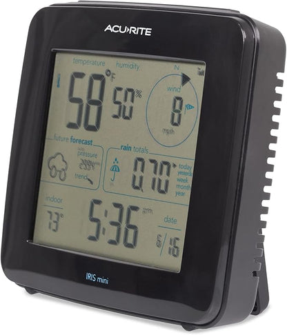 AcuRite Iris Weather Station with Mini Wireless Display for Temperature, Humidity, Wind Speed, Wind Direction, Historic Rainfall Totals, and Hyperlocal Forecast with Built-in Barometer (01122M)