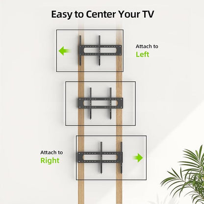 USX MOUNT Fixed TV Wall Mount for 65-120 inch Flat TVs up to 220 Lbs, Low Profile Wall Mount TV Bracket fits 16" 18" 24" 32" Stud Spacing, Max VESA 900x600mm for Most 65 75 85 86 90 98 100 120 inch