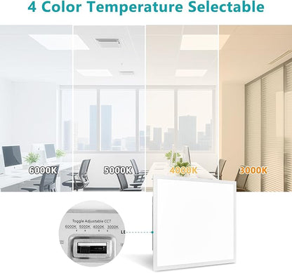 VocgoUU 2x2 LED Flat Panel Light, 4 Pack, Selectable 30W/40W/50W, 3000K/4000K/5000K/6000K, 0-10V Dimmable, ETL Certified, 5500LM, Drop Ceiling Office Lighting