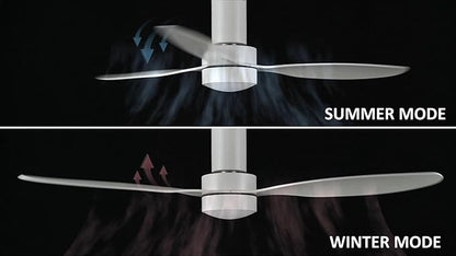 SMAAIR 52 Inch Ceiling Fan with Light and Remote Control, Flush Mount Ceiling Fans with Lights, Reversible, Noiseless DC Motors, Dimmable, Indoor Ceiling Fan for Bedroom, Living Room, White