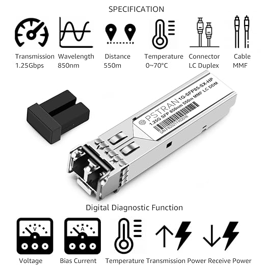 OPSTRAN 1000BASE-SX SFP Optical Transceiver Module Compatible with HPE Aruba J4858D J4858DCM JL745A Q8N53A ProCurve J4858C J4858B J4858A 850nm 550m DDM Duplex LC MMF 4pcs/Pack