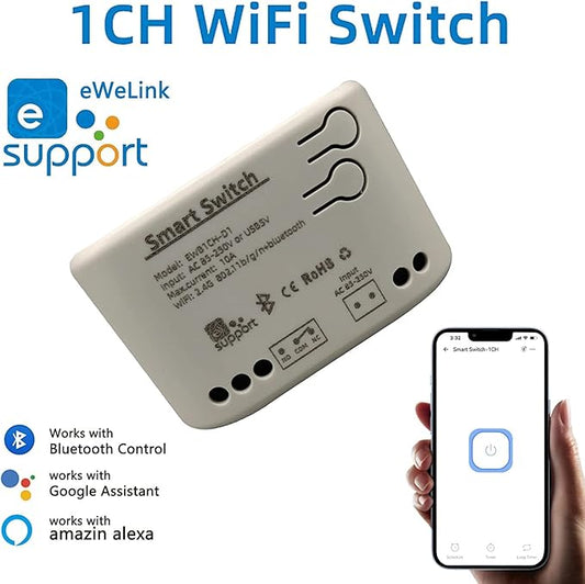 Newgoal 1 Channel Smart WiFi Relay Switching Module USB 5V/AC85V-250V, Supports Bluetooth Control, eWeLink App Remote Control, for Alexa Google Home