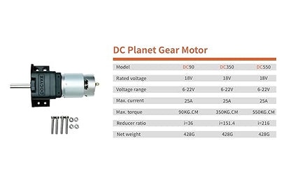 DC Planet Gear Motor(550KG.CM) 6v12V18V24v 200W High Torque Mini Metal Reduction Geared Motor for DIY Robot Rotating Table Door Lock Curtain Machine Gear Reducer Combo