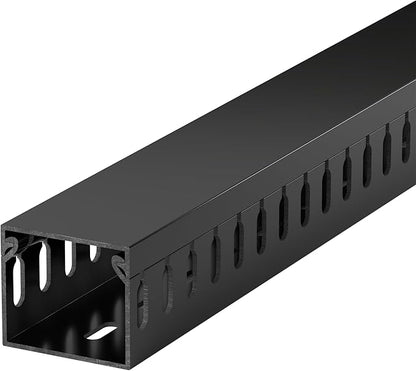 ZhiYo H1.4 W1.6in Professional Server Rack Cable Management Raceway, 66in (4X L16.5in) Cable Raceway Kit, Electrically Safe PVC Open Slot Wire Raceway for Under Desk/Computer/Network Cords, Black