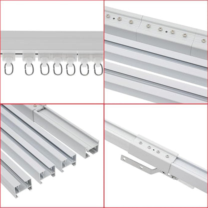 Lemoeyes Electric Curtain Track, Retractable Motorized Curtains Rod From 7-13.78ft, Automatic Curtain Opener with controller/Voice Control, Smart Curtains System for I-Rrail and U-Rail (For 7-13.78ft)