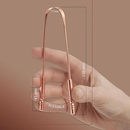 MasterMedi Tongue Scraper with Case Easy to Use Tongue Scraper for Adults, Tongue Cleaner for Oral Care & Hygiene Copper Set of 2 (with Travel Case)