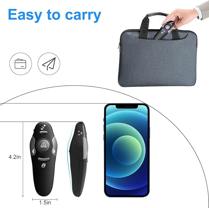 (2 Units) Wireless Presentation Clicker for PowerPoint, Wireless Presenter Remote with Laser Pointer Slide Clickers for Mac/Windows/Linux, Computer/Laptop, Google Slide/PPT/Keynote