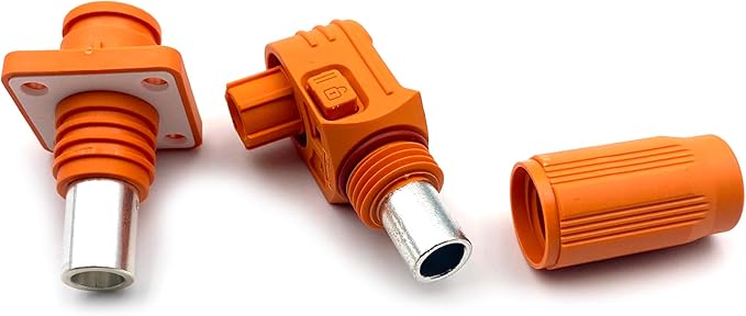 1 Set Battery Energy Storage Connector, 300A High Current Connectors Quick Plug Terminal Orange Right Angle Plug and Socket IP67 Waterproof Power Adapter Crimping 95mm² Wiring (1500V)