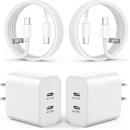 iPhone 17 Charger,2Pack Dual USB C Port Fast Wall Chargers Block with 3FT USB C to C Charger Fast Charging Cable Cord for iPhone 17/17 Pro Max/17 Pro/16 Pro Max/16 Plus/16E/15 Pro/15/iPad Pro/Air/Mini