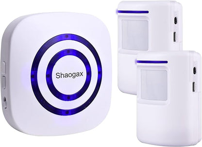 Shaogax Motion Sensor Alarm System, Wireless Home Security Driveway Alarm Indoor, Motion Detector Alert with 2 Sensor and 1 Receiver -38 Chime Tunes