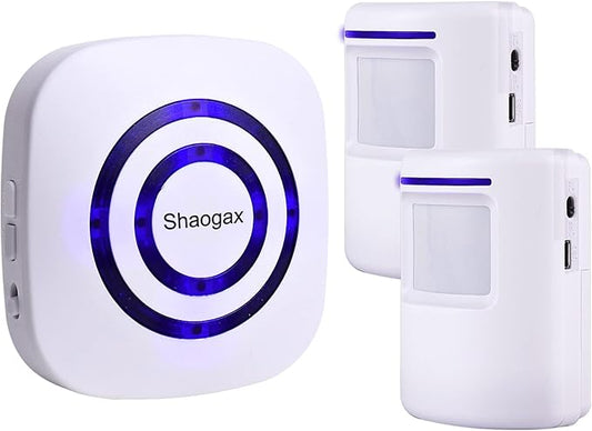 Shaogax Motion Sensor Alarm System, Wireless Home Security Driveway Alarm Indoor, Motion Detector Alert with 2 Sensor and 1 Receiver -38 Chime Tunes