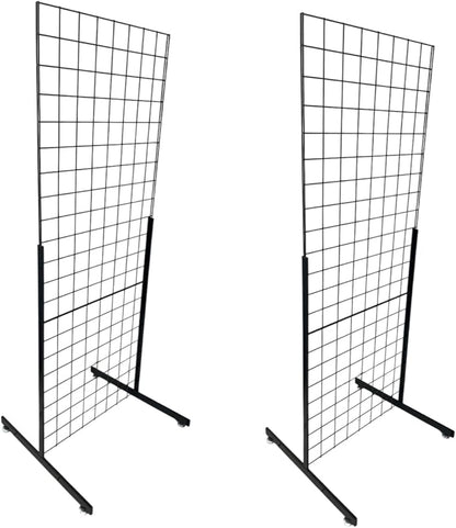 Only Hangers Heavy Duty 2' x 5.5' Gridwall Art Display Panel with EZ Slide-On Grid Legs - No Hardware or Tools Required - No Screws, Nuts, or Washers. (Set of 2)