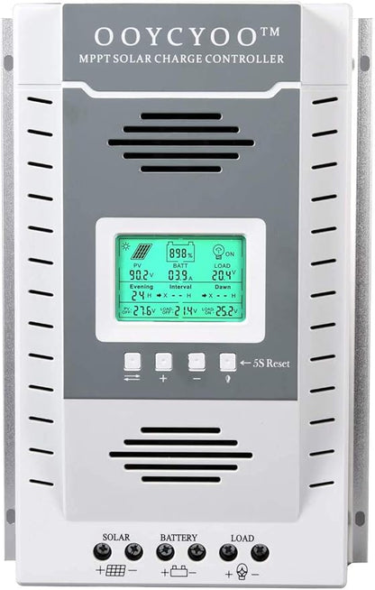 OOYCYOO MPPT Charge Controller 80 amp 12V/24V Auto, 80A Solar Panel Charge Regulator with Blacklight LCD Display Max 100V for Lead-Acid Sealed Gel AGM Flooded Lithium Battery