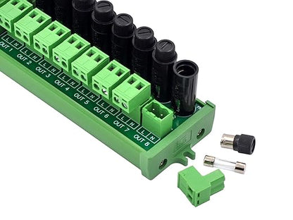 Screw Mount AC 24-250V 8 Channel Pluggable Top Wiring Terminal Block Power Distribution Fuse Module, HCDC HD065VP