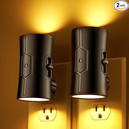 Sujeet LED Night Lights Plug into Wall, Bright Night Light, Dusk to Dawn Sensor, Amber Night Light, 0-100LM Adjustable Brightness, Dimmable Nightlights for Hallway, Bathroom Bedroom Kitchen, 2 Pack