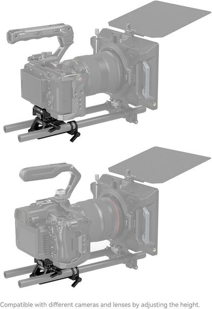 SmallRig Mount Plate for Arca-Swiss Quick Release Clamp and Bottom Plate for Manfrotto Type with Height-Adjustable 15mm Rod Clamp Mount - 4233