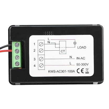 DROK AC Multimeter, 50-300V 0-100A with Open Transformer 110V 220V Voltage Current Power Electric Energy Monitor, Ampmeter Voltmeter LCD Screen for Home-use
