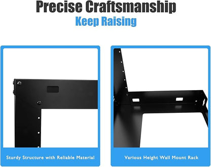 Raising Electronics 15U Wall Mount Open Frame 19 Inch Server Equipment Rack Threaded 15 Inch Depth Black (15U)