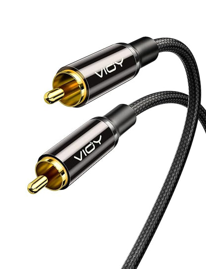 VIOY Coaxial Digital Audio Cable (6.6 FT), [Gold-Plated & Braided] Subwoofer Cable RCA Male to Male HiFi 5.1 SPDIF Stereo Audio Cable for Home Theater, HDTV, Amplifier Speaker Soundbar