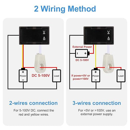 Linkstyle DC 5V-100V & 100A Digital Amp Voltage Meter, Dual Display Current Voltage Meter Gauge with Hall Effect Sensor Transformer