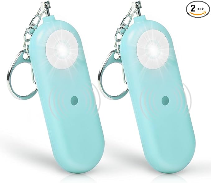 MtMinn Personal Safety Alarm for Women - 2 Pack 130dB Self Defense Keychains Siren Whistle & LED Strobe Light - Emergency Security Safe Protection Devices for Kids Elderly