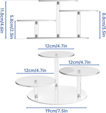 NiHome Clear Acrylic Display Stand for LEGO Botanical Collection Sets, Multi-Tier Showcase Figurine Display Shelf Riser for Collectibles and Room Decor, Perfume Riser Holder, Tabletop Plant Stand