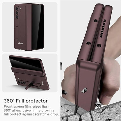 Miimall for Fold 6 Case with Privacy Screen Protector, Z Fold 6 Phone Case Stand, Heavy Duty, Full-Body Magnetic Hinge Protection Shockproof All-Inclusive Cases for Galaxy Z Fold 6 Wine Red