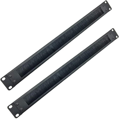 Jingchengmei 2 Pack-1U Brush Panel 19-inch Rack Mount Disassembled Cable Management Panel with Brush for Cable Entry in 19" Server Rack or Cabinet Black (BF01UAB2PC)