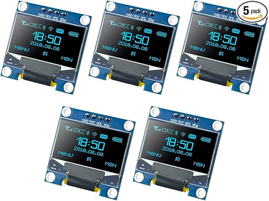 Hosyond 5 Pcs 0.96 Inch OLED I2C IIC Display Module 12864 128x64 Pixel SSD1306 Mini Self-Luminous OLED Screen Board Compatible with Arduino Raspberry Pi (Blue)