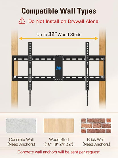 Mounting Dream Tilt TV Wall Mount for Most 42-84 inch TV, Universal Tilt TV Mount Wall Bracket with Low Profile Design, Max VESA 800x400mm and 132 LBS, Easy for Centering on 16", 18", 24", 32" Studs