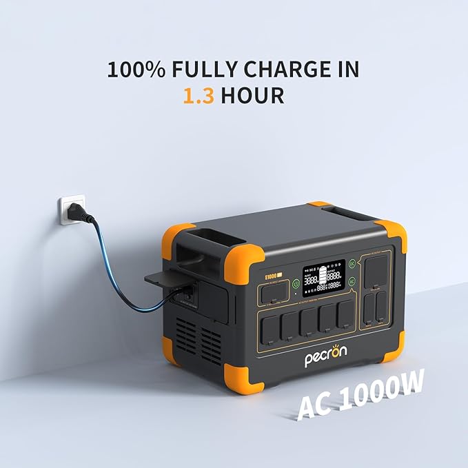 pecron 1800W Solar Generator with 200W Solar Panel, 1024Wh Portable Power Station LiFePO4 Battery Backup, 100W USB-C Output Solar Generator, Fast Charging for Home Use, Camping, RV, Emergencies