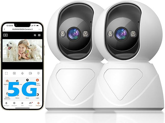 GUOANVISION 3MP Indoor Security Camera, 5G WiFi 360° Pan/Tilt Home Cameras for Baby Monitor/Pet/Elder/Kids/Bedroom, Auto-Focus and Zoom,Motion Tracking,2-Way Audio,Siren,3 Night Vision,Cloud&SD Card