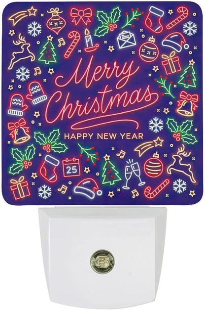 YKJAHSD Merry Chrismas Night Light, Plug into Wall Decor Nightlights for Bedroom, Bathroom, Hallway, Kitchen, with Dusk to Dawn Light Auto Sensors LED Night Lights for Boys Girls Women Men Room Gifts