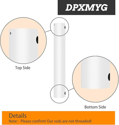 DPXMYG 12 inch Ceiling Fan Downrod with Extension Cord, 1 FT White Downrod for Ceiling Fan, 1 inch Outside Diameter, Ceiling Fan Boom Suitable for a Wide Range of Fans (White, Not Threaded)