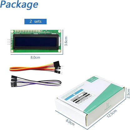FREENOVE I2C IIC LCD 1602 Module (2 Pack), New Type TWI Serial 16x2 Display, Compatible with Arduino Raspberry Pi Pico ESP32 ESP8266