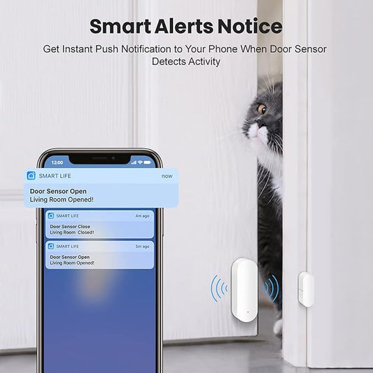 WiFi Door Sensor: Smart Door Open/Closed Detectors, Wireless Window Sensor with App Notification Alert, Contact Sensor for Home Security, Compatible with Alexa Google Assistant (1pack)