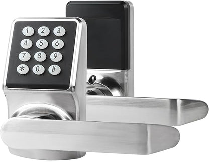 BAOLONG Keyless Entry Door Lock, Electronic Keypad Lock with Handle, Digital Lock with Keypads, IC Card and Key, Easy Installation for Home, Hotel, Satin Nickel