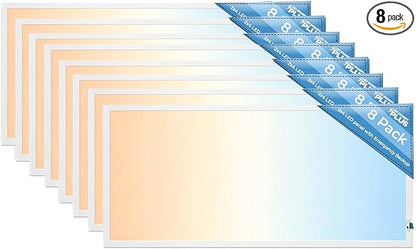 2X4 LED Flat Panel Light with Emergency Battery Backup, 50W 3000K/4000K/5000K, 0-10V Dimmable, 6500 Lumens, LED Drop Ceiling Lights, 100-277V, DLC UL Listed, Ultra Thin Back-Lit (8 Pack)