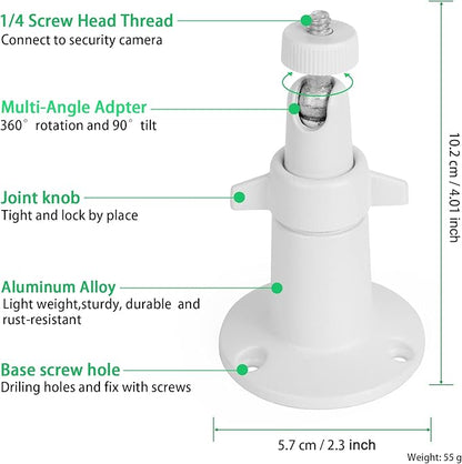 UYODM 2 Pack Wall Mount Holder Compatible with SimpliSafe Outdoor Security Camera, 360°Rotation Security Bracket with 1/4 Screw Thread , Camera Not Included (White)