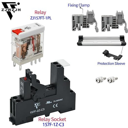 24V AC Relay Electromagnetic Relay 8 Amp 8Pin DPDT 2NO 2NC with Test Button, LED Light Module and Socket Base UL Certification (8 Pin- 5A, AC 24V)