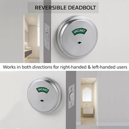 in-Use Vacant Commercial Bathroom Door Lock with Occupied Vacant Door Sign. Privacy Deadbolt with Occupancy Indicator. Privacy Indicator Bolt for Restroom, Meeting Room, Fitting Room- 1pc.