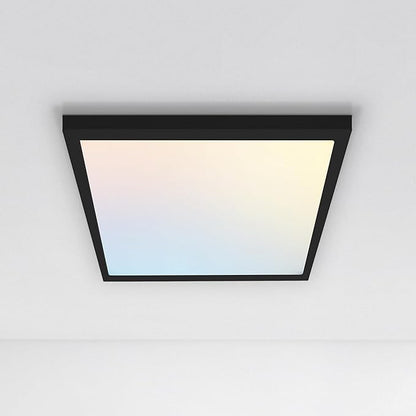 ASD LED 12" Square Flush Mount Ceiling Light Fixture, Low Profile Surface Lighting | 5CCT, Dimmable, Ultra-Thin, ETL Listed | 24W 1700LM 2700-6000K 120V | Kitchen, Bedroom, Hallway Lamp | Black