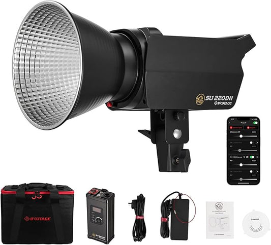 IFOOTAGE SL1 220DN LED Video Light,Continuous LED Lighting with 5600k Daylight,CRI 98+,Brightness 42000lux @ 1m,8 Light Effects,APP Control,for Professional Video Recording